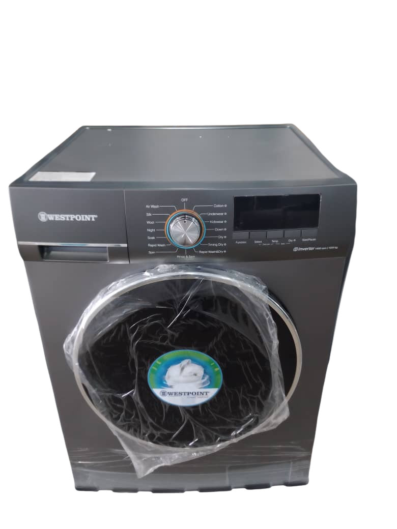 Westpoint 9KG Front Load Washing Machine Fully Automatic With INVERTER MOTOR, 1400 RPM, 16 Easy Washing Programs, Chrome Door, ElectroMagnetism Loc,k WMT-914A24.S